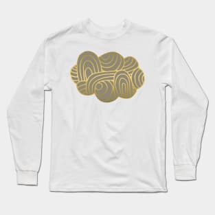 Cloud in Gold and Deep Silver –  Gold Cloud Line Drawing with Pewter Color Fill Long Sleeve T-Shirt